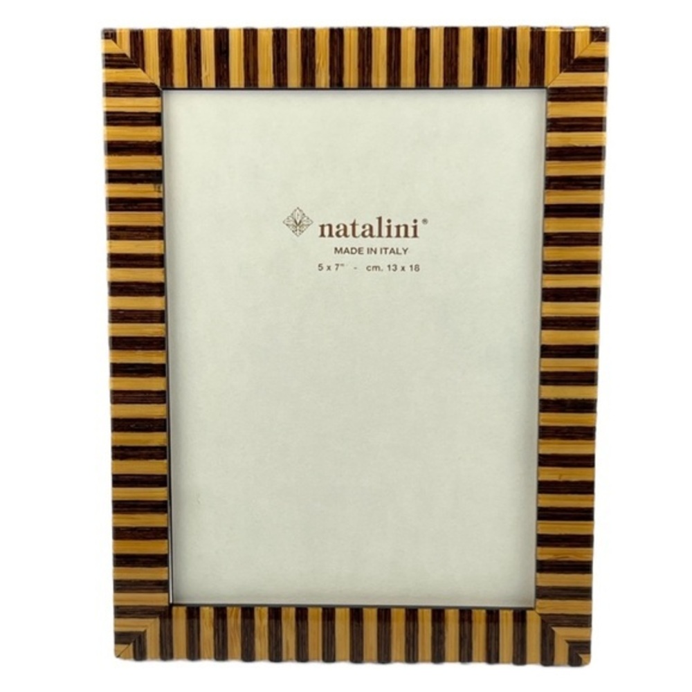 Natalini - ‘Brown & Tan stripes’ wood frame. 5” x 7”. NW